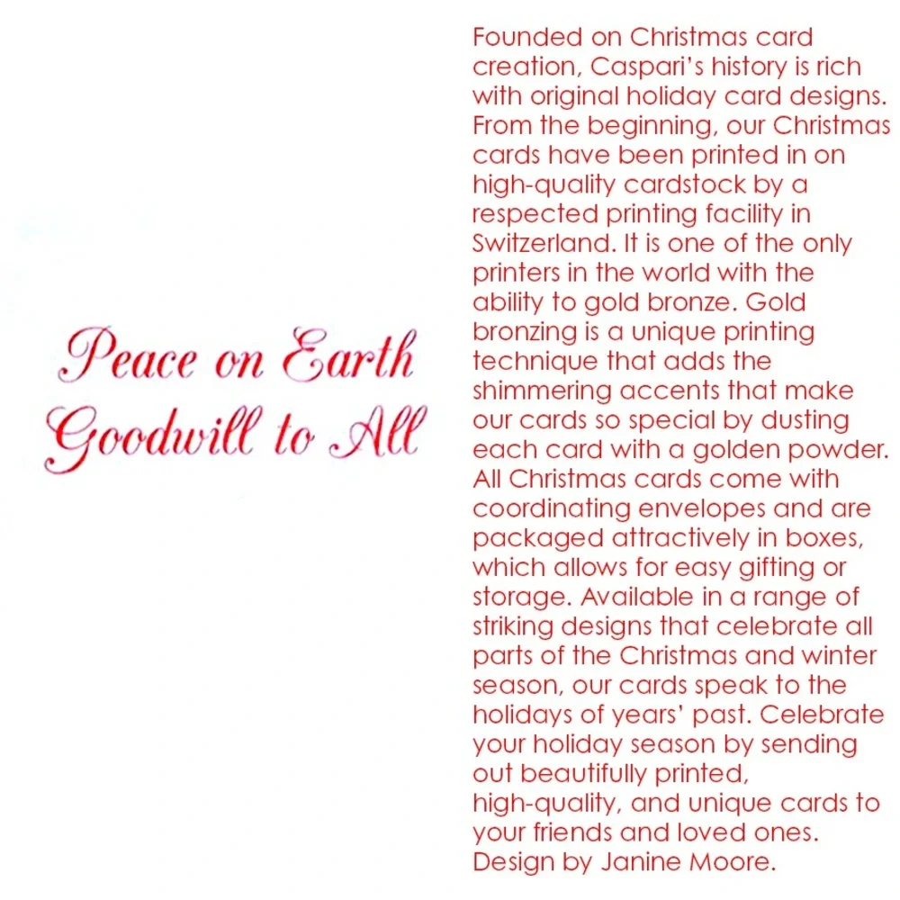 Caspari Peace Dove with Holly Stationery Set - White and Green with Red Berries